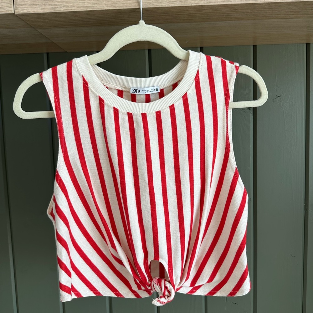 Zara Red and White Striped Top